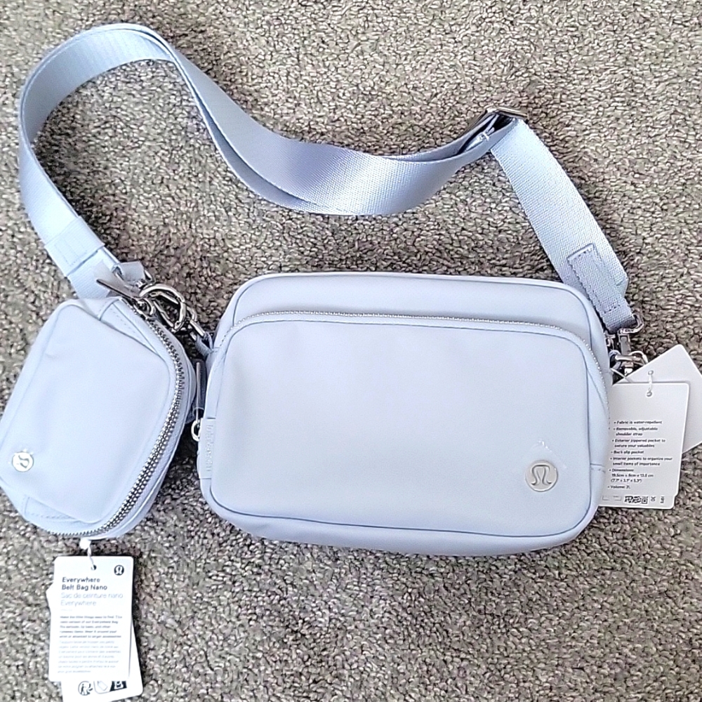 Lululemon Athletica Starch/ Silver Crossbody Bag Duo  Nwt